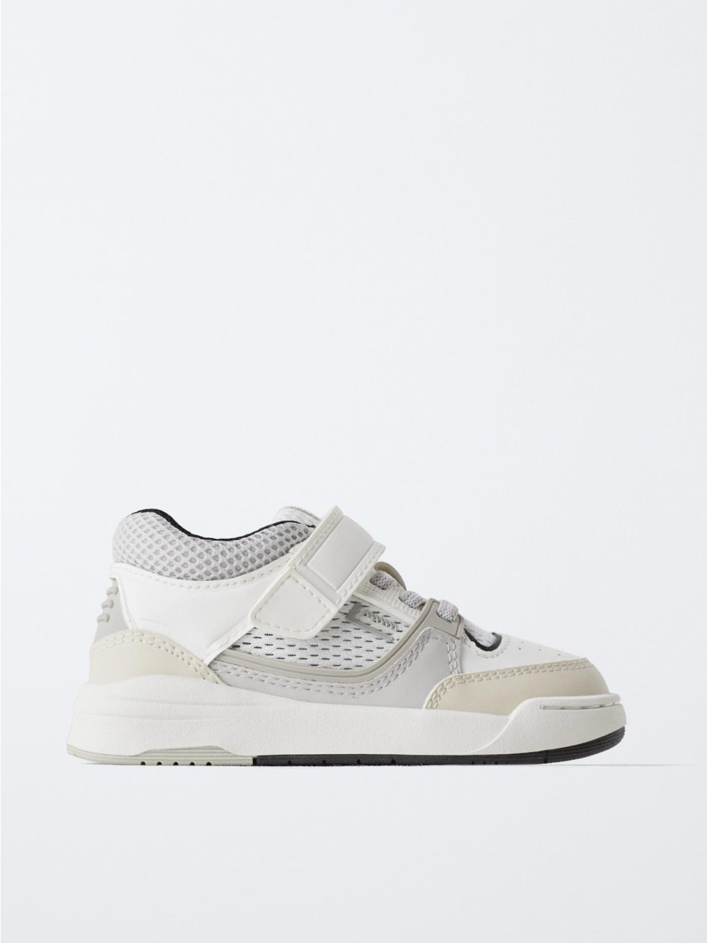 Zara Kids White and Light Grey Mesh Velcro Sneakers